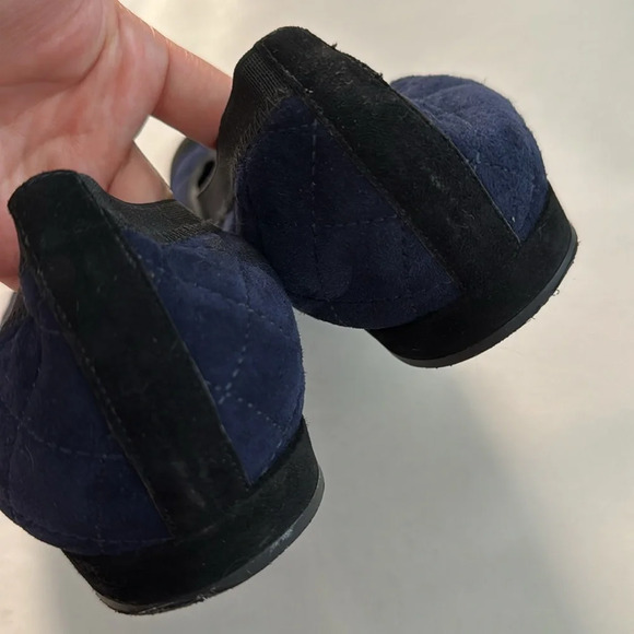 Stuart Weitzman Quilted Suede Ballet flats round toe navy black Size 7 1/2 - Picture 10 of 12